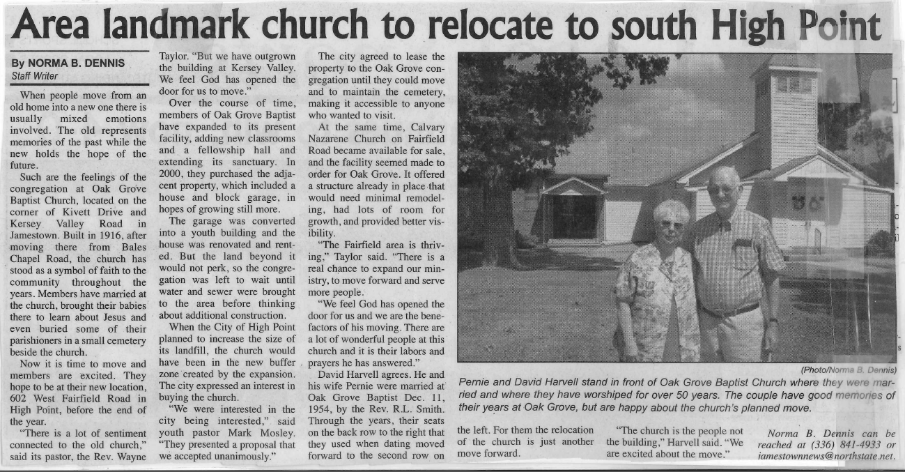 Area landmark church to relocate to south High Point